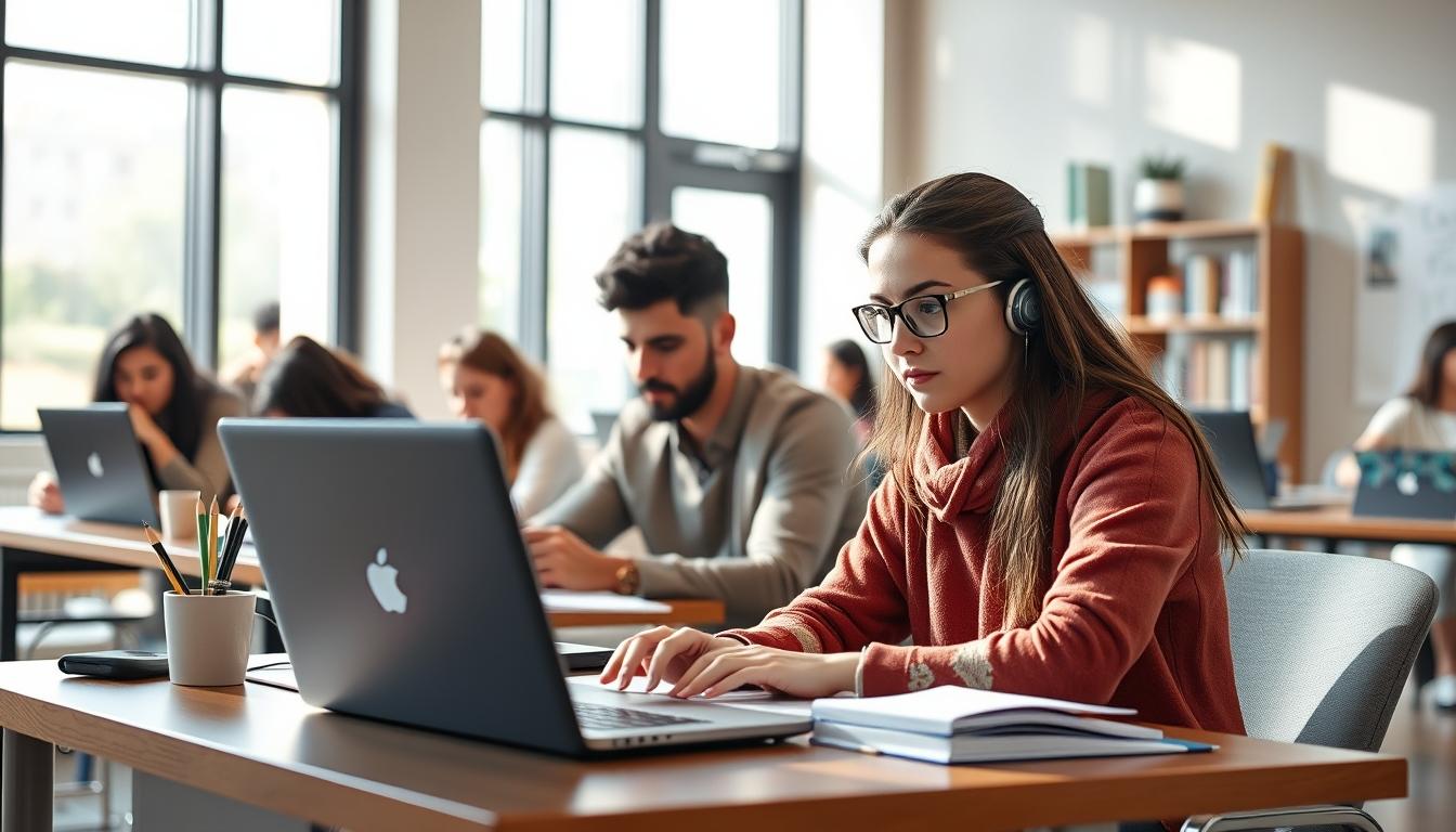 Students collaborating in study space